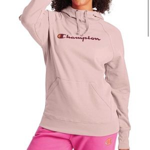 New women’s baby light pink champion funnel neck drawstring sweatshirt hoodie